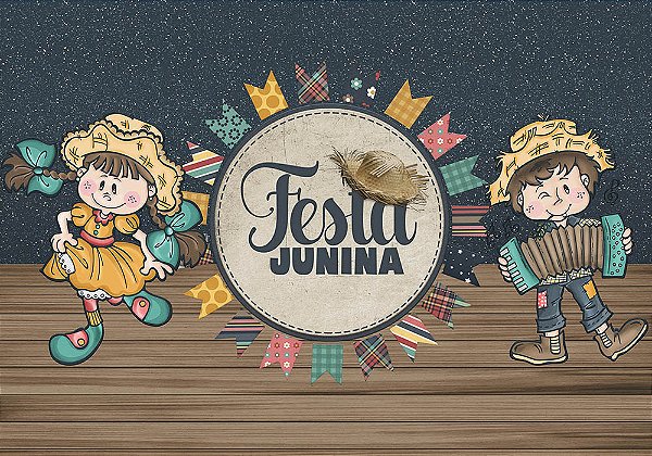 Painel de Festa em Tecido Sublimado Festa Junina Casal