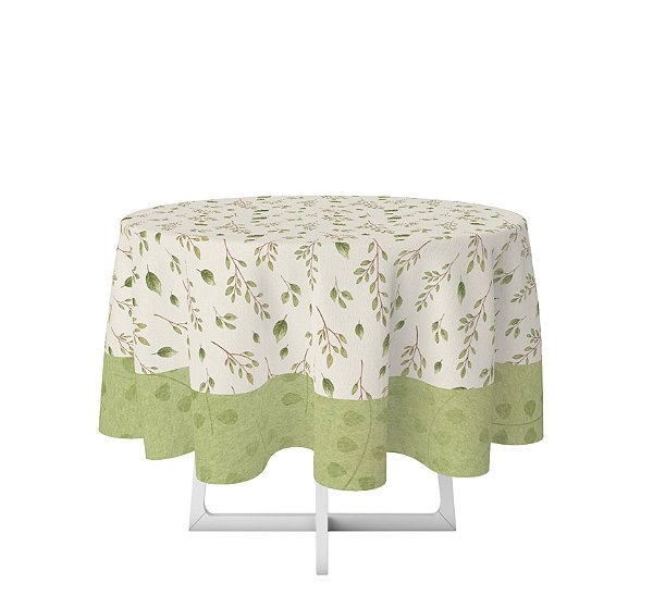 Toalha de Mesa de Festa Redonda em Tecido Sublimado Bosque Verde 2,20m x 2,20m