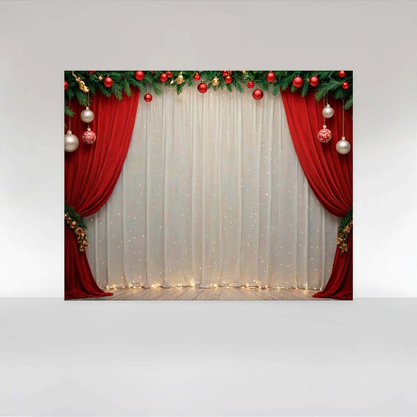 Painel de Festa em Tecido Sublimado Cortina Iluminada de Natal