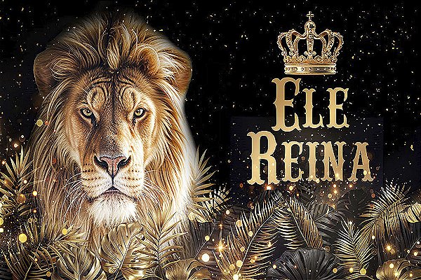 Painel de Festa em Tecido Sublimado Religioso Leão Ele Reina