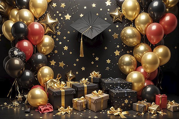 Painel de Festa em Tecido Sublimado Presentes e decoração de Formatura
