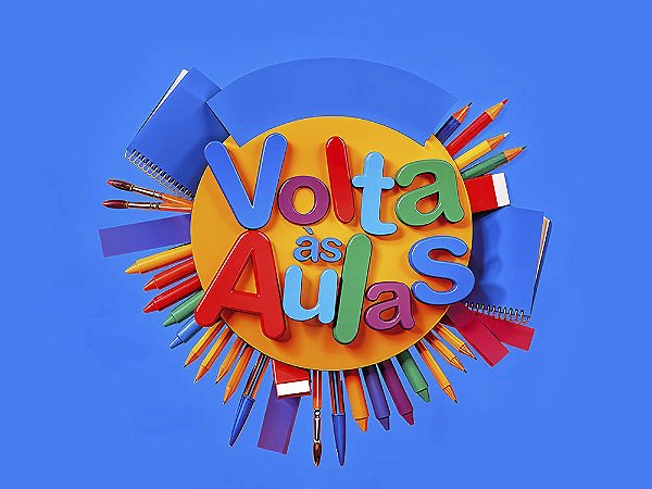 Painel de Festa em Tecido Sublimado Volta às aulas Azul