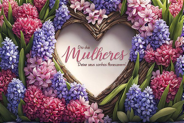 Painel de Festa em Tecido Sublimado Dia das Mulheres Florido
