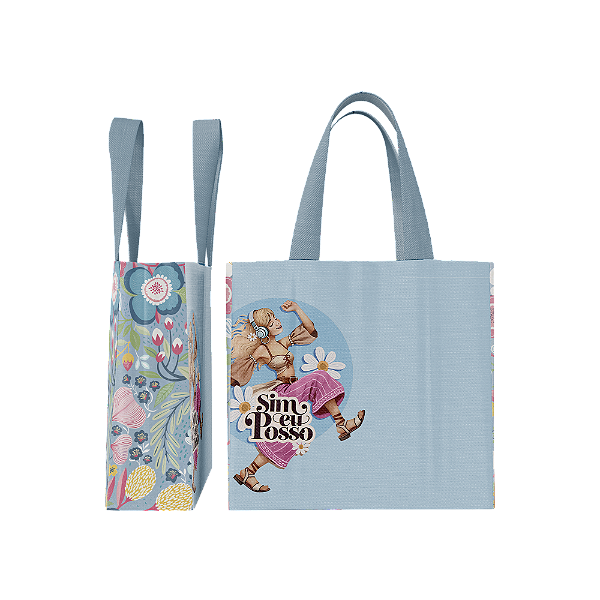 Tote Bag Bolsa Em Tecido Dia da Mulher Eu Posso Azul