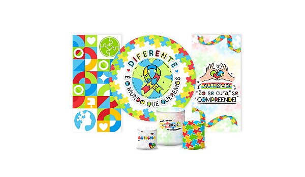 Super Kit Painel De Festa e Capas de Cilindro Tecido sublimado Autismo Não se Cura