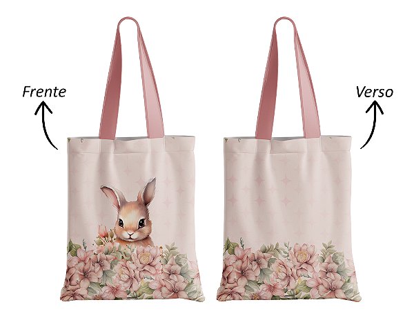 Ecobag Sublime Sonhos em Tecido Sublimado Páscoa Rosa