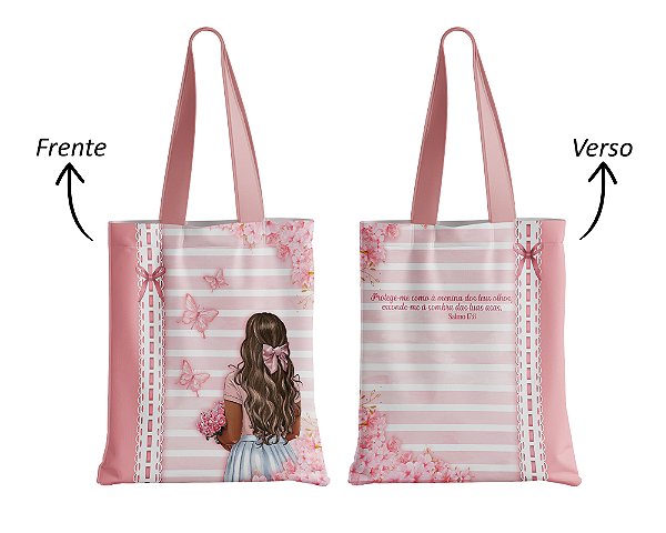 Ecobag Sublime Sonhos em Tecido Sublimado Mulher Virtuosa Rosa