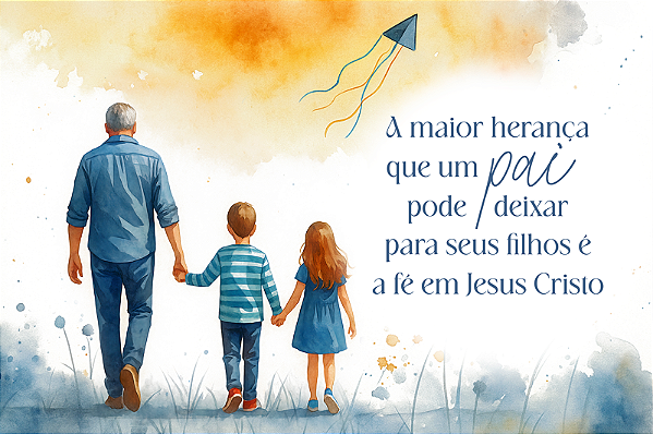 Painel de Festa em Tecido Sublimado Dia dos Pais Aquarela Filhos