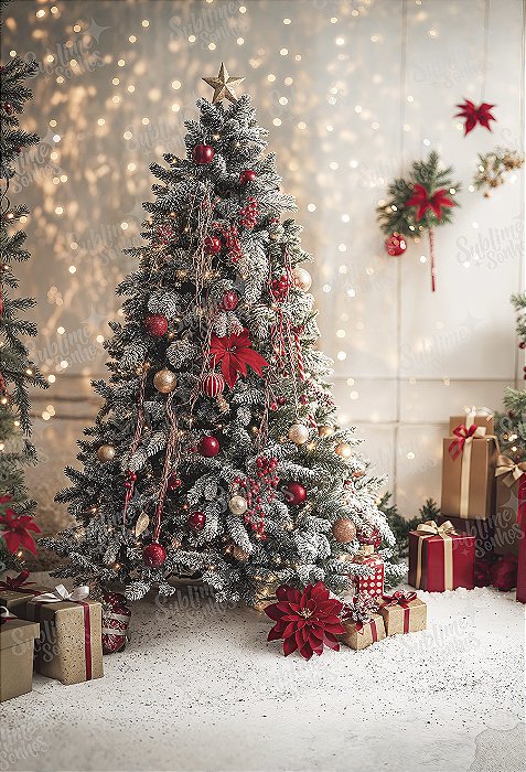 Fundo Fotográfico em Tecido Sublimado Árvore de Natal