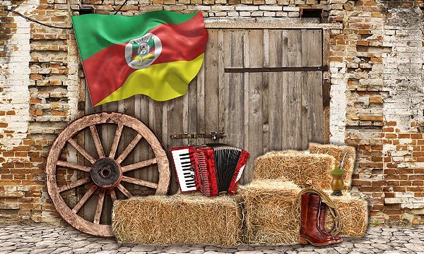 Painel de Festa em Tecido Sublimado Gaúcho com Bandeira