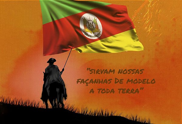 Painel de Festa em Tecido Sublimado Cavaleiro Gaúcho com Bandeira do Rio Grande do Sul
