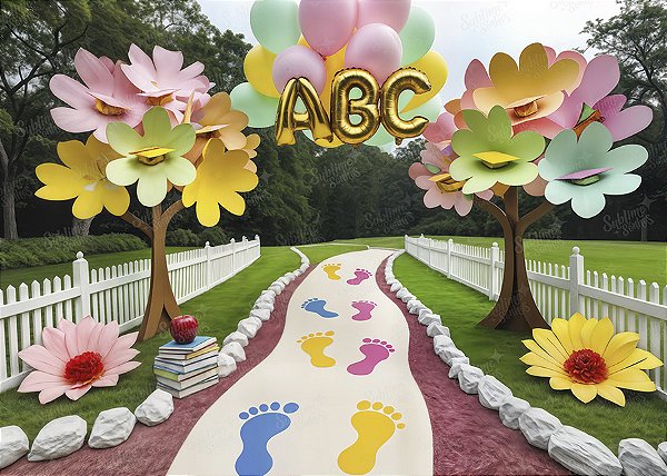 Painel de Festa em Tecido Sublimado Formatura ABC Jardim