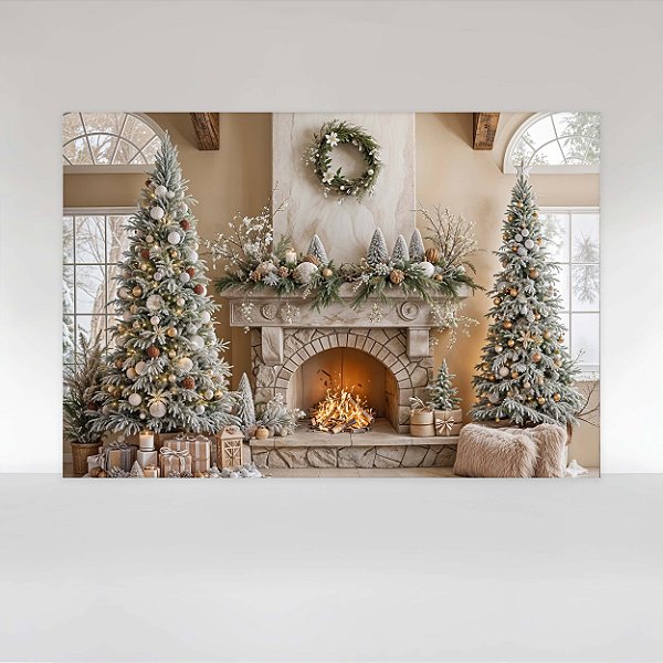 Painel de Festa em Tecido Sublimado Sala de Natal
