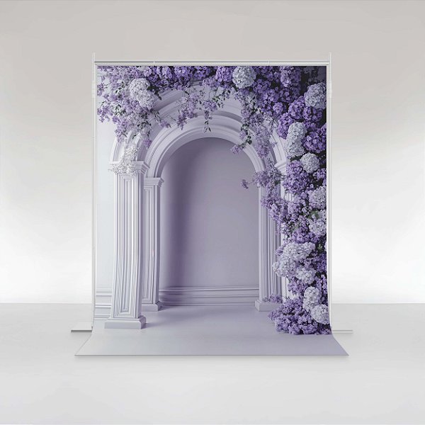 Fundo Fotográfico em Tecido Sublimado Floral Lilás