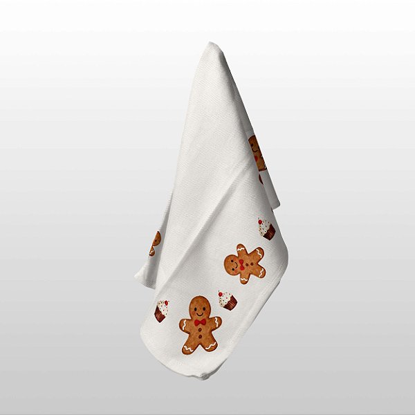 Kit 8 Guardanapos em Tecido Sublimado Biscoitos e Doces 42x42 cm