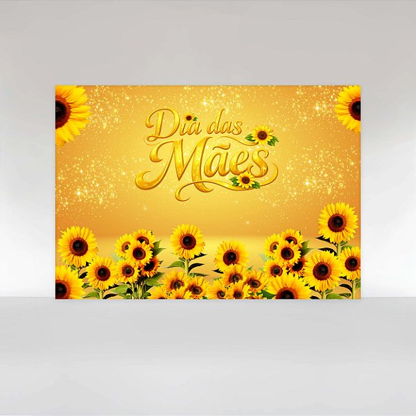 Painel de Festa em Tecido Sublimado Dia das Mães Girassol