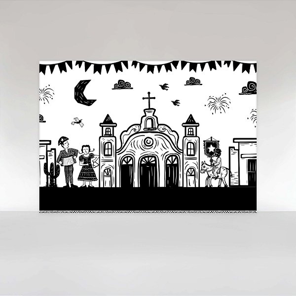 Painel de Festa em Tecido Sublimado Festa Junina Cordel