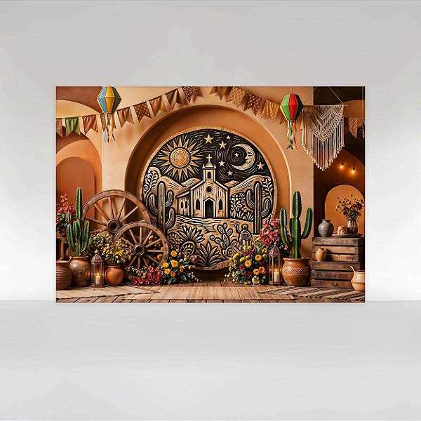 Painel de Festa em Tecido Sublimado Festa Junina Cordel Nordestino