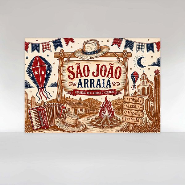 Painel de Festa em Tecido Sublimado Festa Junina  Arraiá Xilogravura