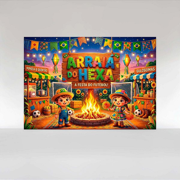 Painel de Festa em Tecido Sublimado Festa Junina Futebol Infantil