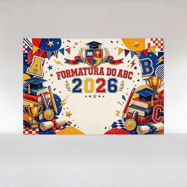 Painel de Festa em Tecido Sublimado Formatura ABC