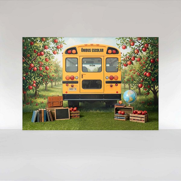 Painel de Festa em Tecido Sublimado Formatura ABC Ônibus Escolar