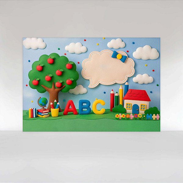 Painel de Festa em Tecido Sublimado Formatura ABC Feltro