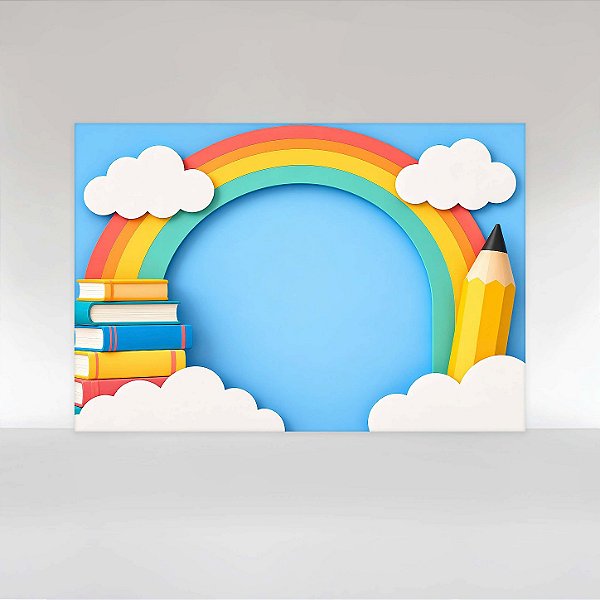 Painel de Festa em Tecido Sublimado ABC Arco- Íris