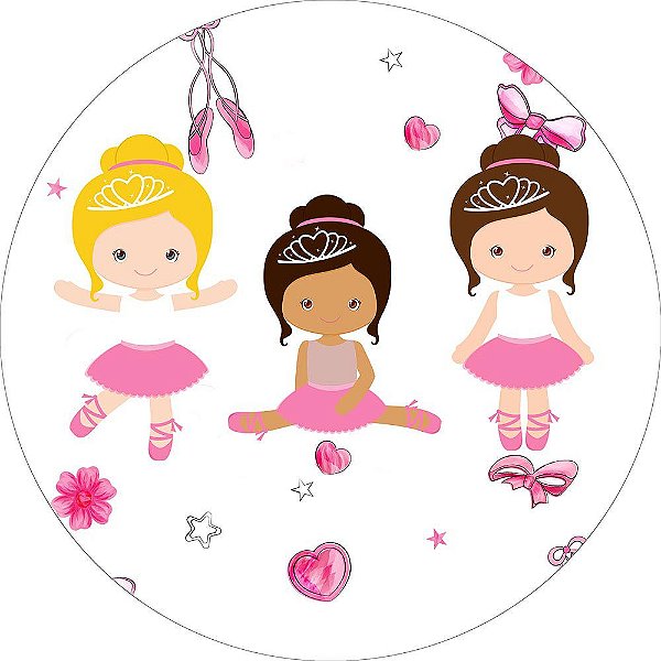 Painel de Festa Redondo em Tecido Sublimado Bailarinas Modelo3 c/elástico