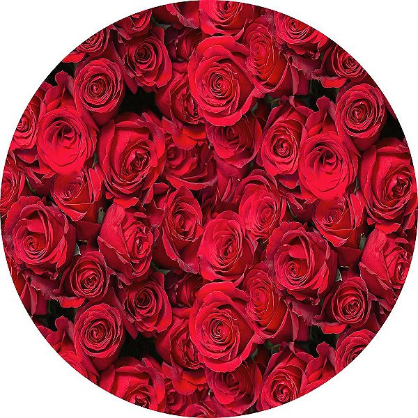 Painel de Festa Redondo em Tecido Sublimado Rosas Vermelha c/elástico