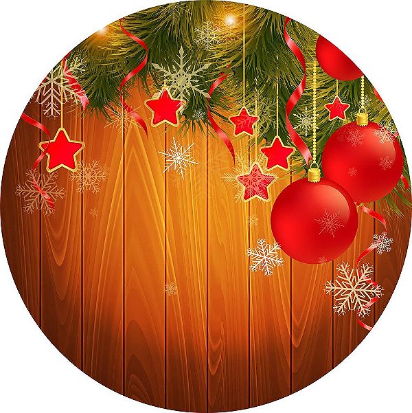 Painel de Festa Redondo em Tecido Sublimado Natal Mágico c/elástico