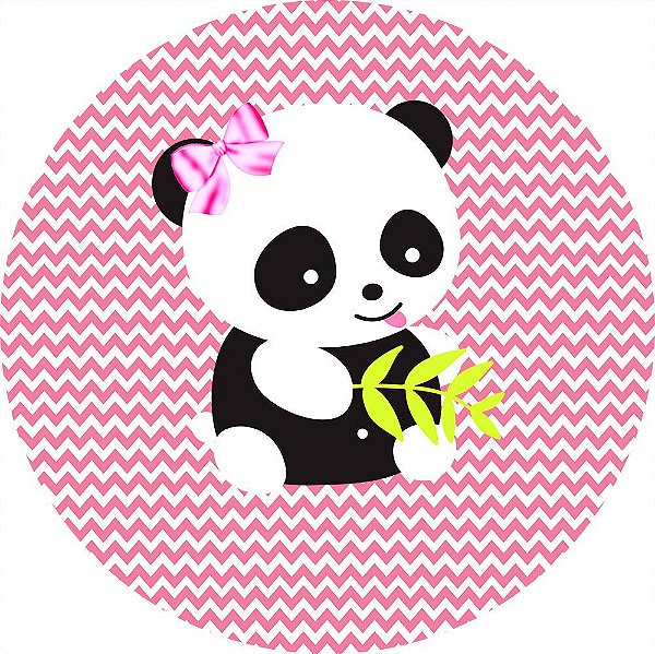 Painel de Festa Redondo em Tecido Sublimado Ursinho Panda c/elástico