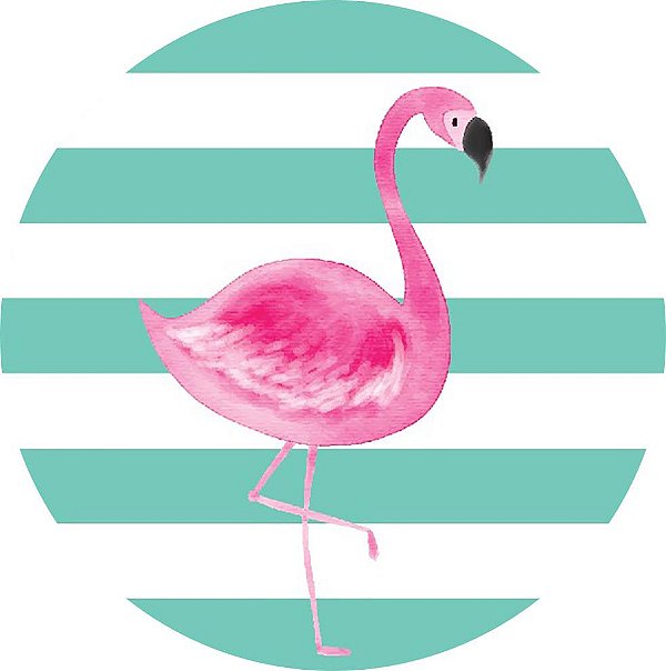 Painel de Festa Redondo em Tecido Sublimado Lindo Flamingo Tropical c/elástico