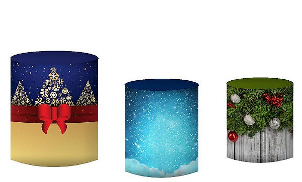 Kit Capas de Cilindro de festa em tecido sublimado Natal Mod1