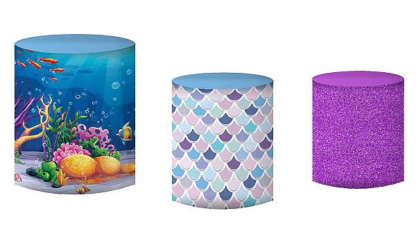 Kit Capas de Cilindro de festa em tecido sublimado Sereia Mod1