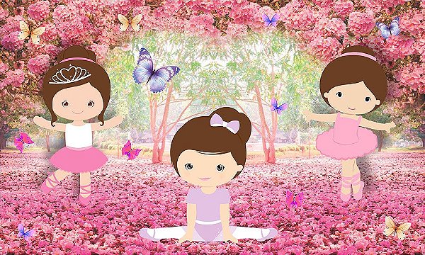 Painel de Festa em Tecido Sublimado 3d Bailarinas Floresta