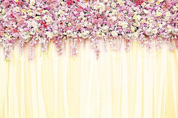 Painel de Festa em Tecido Sublimado 3d Cortina de Flores Champagne