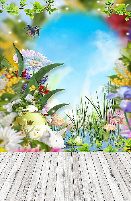 Fundo Fotográfico em Tecido Sublimado Florais no Jardim