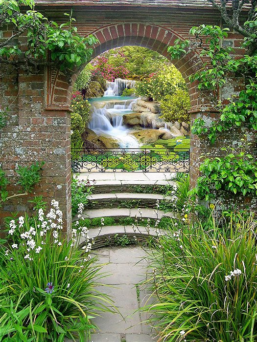 Fundo Fotográfico em Tecido Sublimado Arco no Jardim