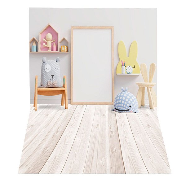 Fundo Fotográfico em Tecido Sublimado Newborn Quarto com Brinquedos