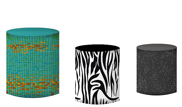 Kit Capas de Cilindro de festa em tecido sublimado Textura Animais do Safari