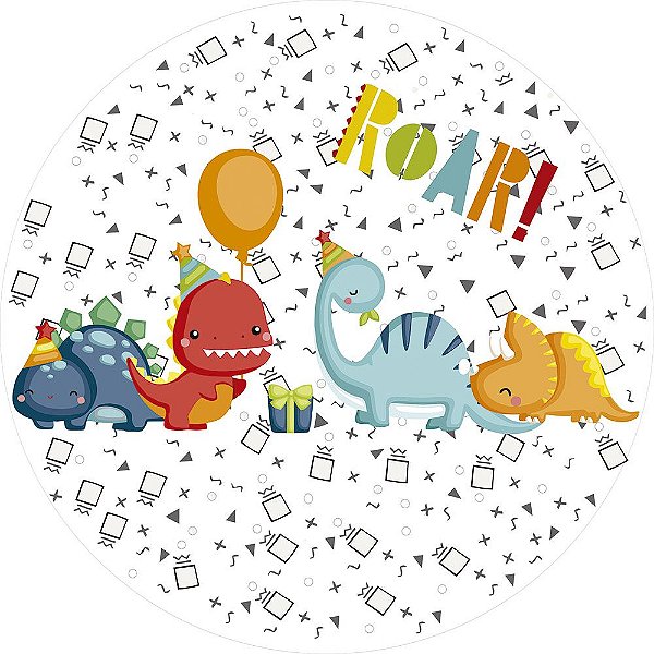 Painel de Festa Redondo em Tecido Sublimado Dinos Roar