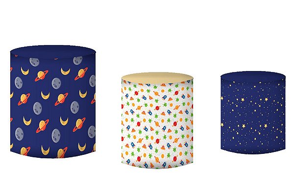 Kit Capas de Cilindro de festa em tecido sublimado Astronauta Planeta