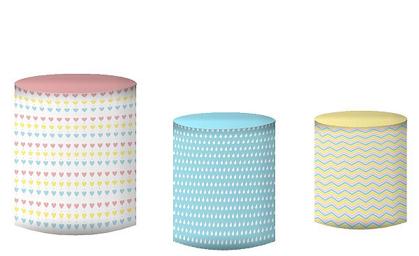 Kit Capas de Cilindro de festa em tecido sublimado Linda Chuva de Amor