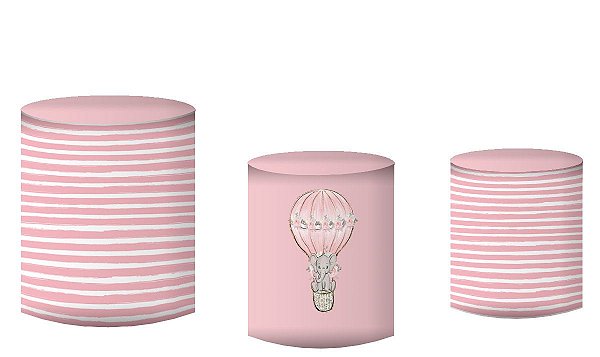 Kit Capas de Cilindro de festa em tecido sublimado Elefantinha Rosa