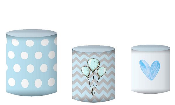 Kit Capas de Cilindro de festa em tecido sublimado Elefantinho Azul Bebê