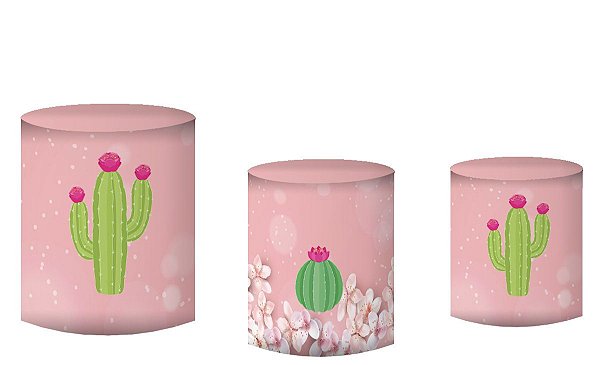 Kit Capas de Cilindro de festa em tecido sublimado Lhama Cactos