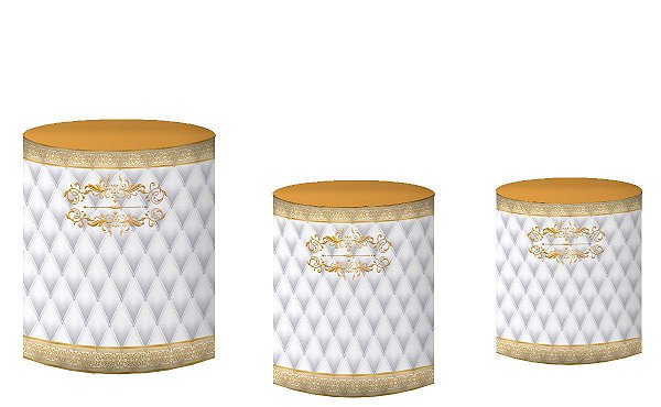 Kit Capas de Cilindro de festa em tecido sublimado Realeza Dourado