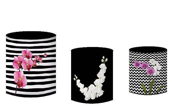 Kit Capas de Cilindro de festa em tecido sublimado Orquídeas