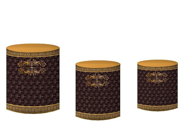 Kit Capas de Cilindro de festa em tecido sublimado Realeza Marrom